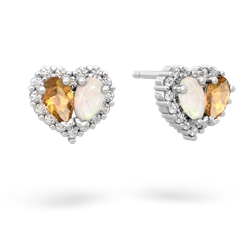 Citrine Halo 14K White Gold earrings E7008