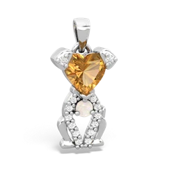 Citrine Puppy Love 14K White Gold pendant P5800