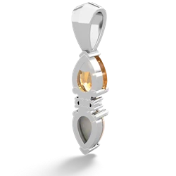 Citrine Bowtie Drop 14K White Gold pendant P0865