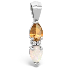 Citrine Bowtie Drop 14K White Gold pendant P0865