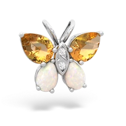 Citrine Butterfly 14K White Gold pendant P2215