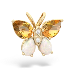 Citrine Butterfly 14K Yellow Gold pendant P2215