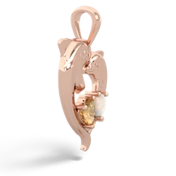 Citrine Dolphin Heart 14K Rose Gold pendant P5820