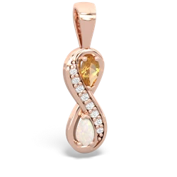 Citrine Diamond Infinity 14K Rose Gold pendant P5390