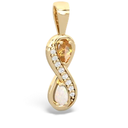 Citrine Diamond Infinity 14K Yellow Gold pendant P5390