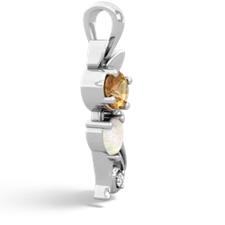 Citrine Kitten 14K White Gold pendant P5780