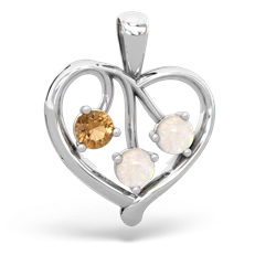 Citrine Glowing Heart 14K White Gold pendant P2233