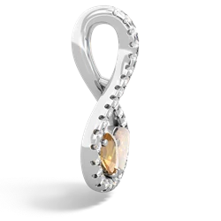 Citrine Pave Twist 'One Heart' 14K White Gold pendant P5360