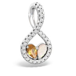 Citrine Pave Twist 'One Heart' 14K White Gold pendant P5360