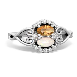 Citrine Love Nest 14K White Gold ring R5860