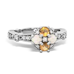 Citrine Sparkling Tiara Cluster 14K White Gold ring R26293RD