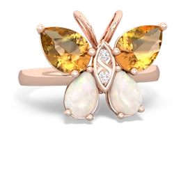 Citrine Butterfly 14K Rose Gold ring R2215