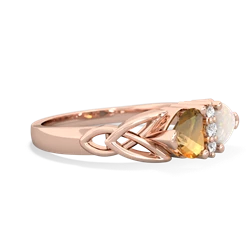 Citrine Celtic Knot Double Heart 14K Rose Gold ring R5040