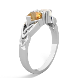 Citrine Celtic Knot Double Heart 14K White Gold ring R5040