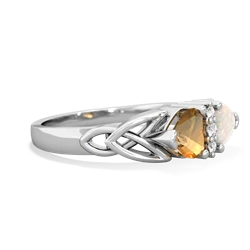 Citrine Celtic Knot Double Heart 14K White Gold ring R5040