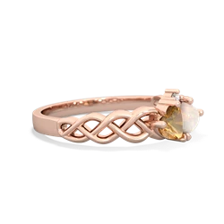 Citrine Heart To Heart Braid 14K Rose Gold ring R5870