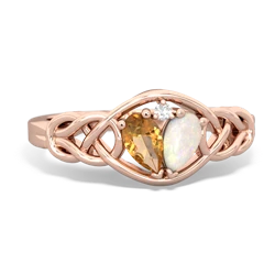 Citrine Celtic Love Knot 14K Rose Gold ring R5420