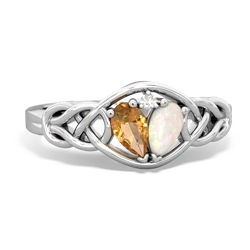 Citrine Celtic Love Knot 14K White Gold ring R5420