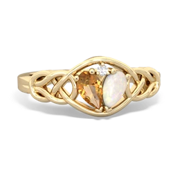 Citrine Celtic Love Knot 14K Yellow Gold ring R5420