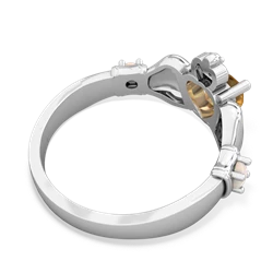 Citrine Claddagh Keepsake 14K White Gold ring R5245