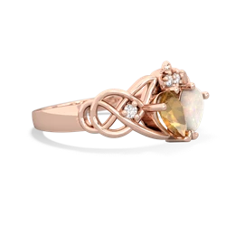 Citrine 'One Heart' Celtic Knot Claddagh 14K Rose Gold ring R5322