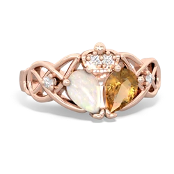 Citrine 'One Heart' Celtic Knot Claddagh 14K Rose Gold ring R5322