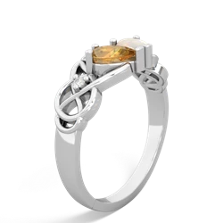 Citrine 'One Heart' Celtic Knot Claddagh 14K White Gold ring R5322