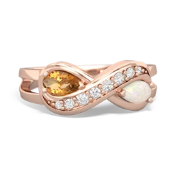 Citrine Diamond Infinity 14K Rose Gold ring R5390