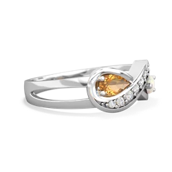 Citrine Diamond Infinity 14K White Gold ring R5390