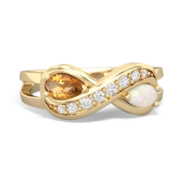 Citrine Diamond Infinity 14K Yellow Gold ring R5390