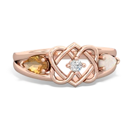 Citrine Hearts Intertwined 14K Rose Gold ring R5880