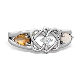 Citrine Hearts Intertwined 14K White Gold ring R5880