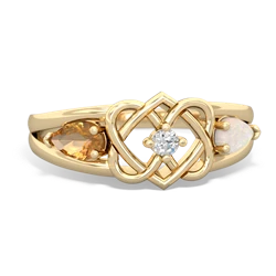 Citrine Hearts Intertwined 14K Yellow Gold ring R5880