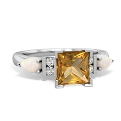 Citrine 6Mm Princess Eternal Embrace Engagement 14K White Gold ring C2002