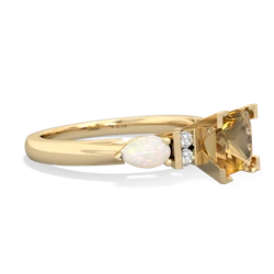 Citrine 6Mm Princess Eternal Embrace Engagement 14K Yellow Gold ring C2002