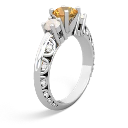 Citrine Art Deco Eternal Embrace Engagement 14K White Gold ring C2003