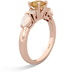 Citrine 6Mm Round Eternal Embrace Engagement 14K Rose Gold ring R2005