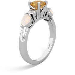 Citrine 6Mm Round Eternal Embrace Engagement 14K White Gold ring R2005