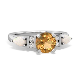 Citrine 6Mm Round Eternal Embrace Engagement 14K White Gold ring R2005