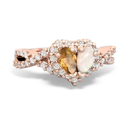 Citrine Diamond Twist 'One Heart' 14K Rose Gold ring R2640HRT