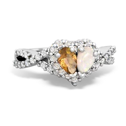 Citrine Diamond Twist 'One Heart' 14K White Gold ring R2640HRT