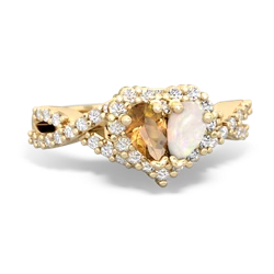 Citrine Diamond Twist 'One Heart' 14K Yellow Gold ring R2640HRT