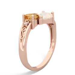 Citrine Snuggling Hearts 14K Rose Gold ring R2178