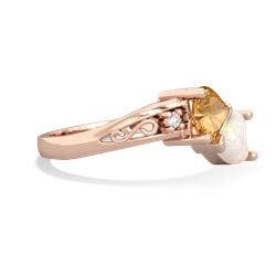 Citrine Snuggling Hearts 14K Rose Gold ring R2178