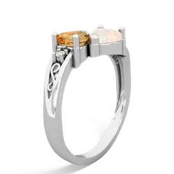 Citrine Snuggling Hearts 14K White Gold ring R2178