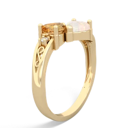 Citrine Snuggling Hearts 14K Yellow Gold ring R2178