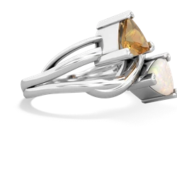 Citrine Split Band Swirl 14K White Gold ring R2341