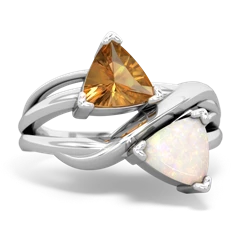 Citrine Split Band Swirl 14K White Gold ring R2341