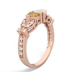 Citrine Diamond Butterflies 14K Rose Gold ring R5601