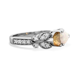 Citrine Diamond Butterflies 14K White Gold ring R5601